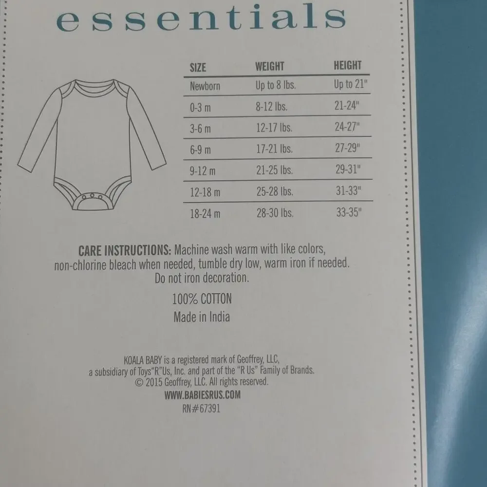 Koala Baby Bodysuits Baby Boys Newborn White Essentials Long Sleeve 4 Pack Set
